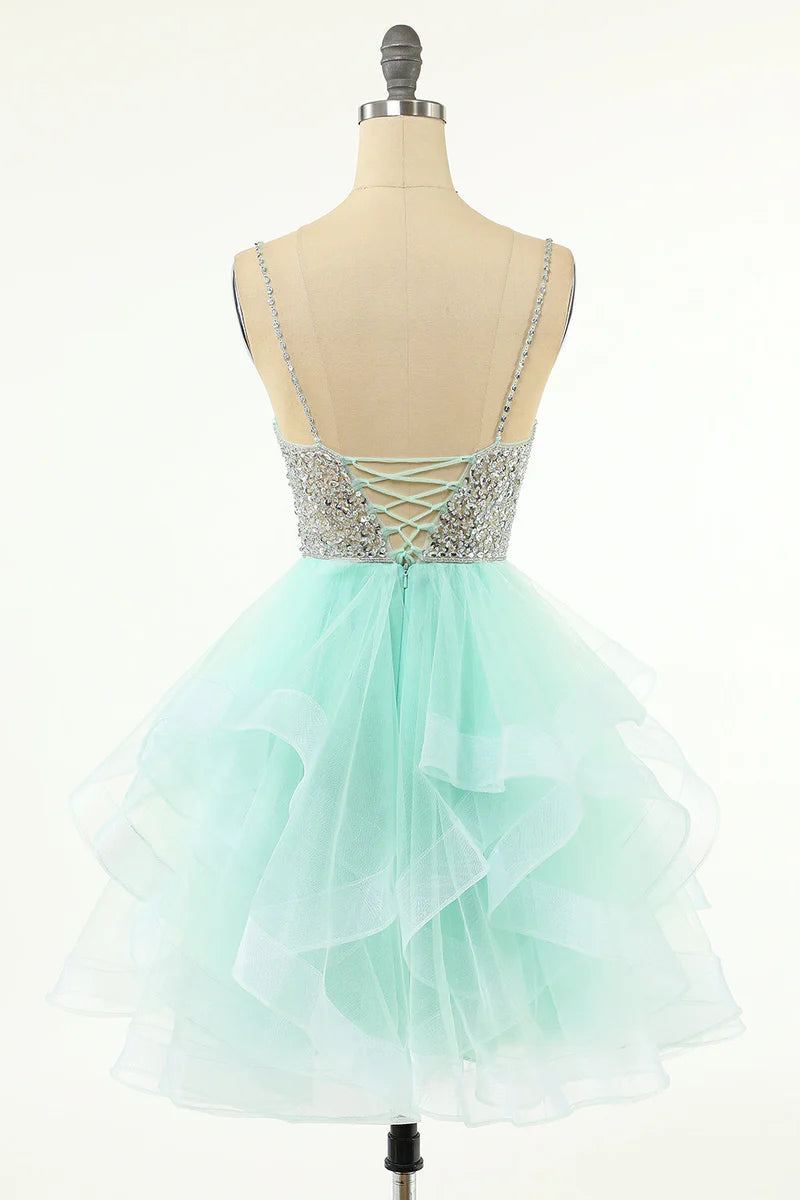 A-Line/Princess Plunging V-Neck Sleeveless Short/Mini Party Dance Cocktail Homecoming Dress BabaMila