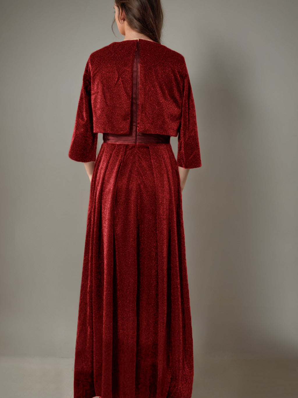 A-Line/Princess One-Shoulder 3/4 Length Sleeves Floor-Length Mother Of The Bride Dresses BabaMila