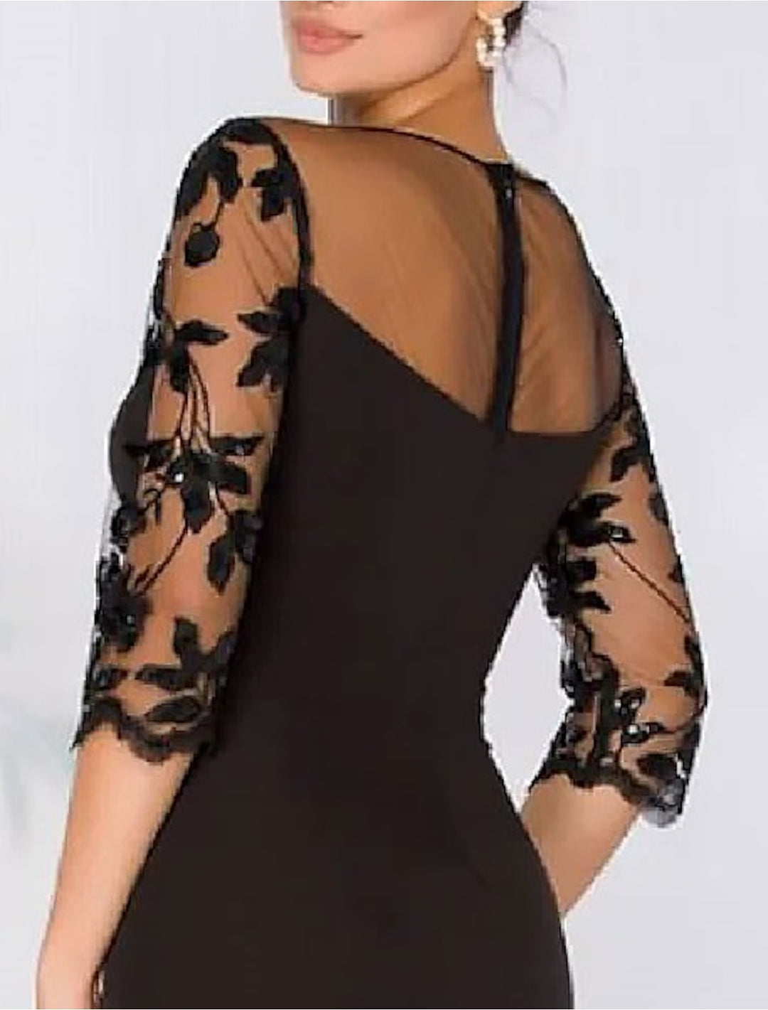 Trumpet/Mermaid Scoop 3/4 Sleeve Floor-Length Prom Dresses With Appliques/Bow BabaMila