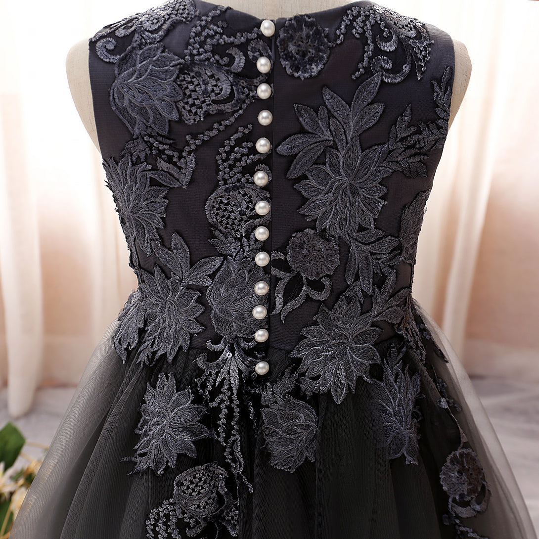 Boat Neck Sleeveless Tea-Length Satin/Lace/Tulle Girls Birthday Dresses With Appliques/Sequins Girls Gidiondress