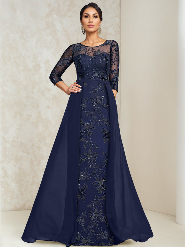 A-Line/Princess Scoop Lace Sequins Mother Of The Bride Dresses Illusion BabaMila