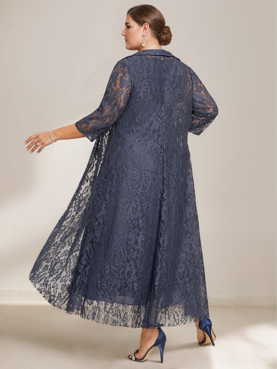 A-Line/Princess Scoop Chiffon Plus Size Mother Of The Bride Dresses With Lace Wrap/Jacket BabaMila