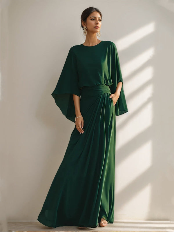 A-Line/Princess Scoop Chiffon Mother Of The Bride Dresses Floor-Length With Pockets BabaMila