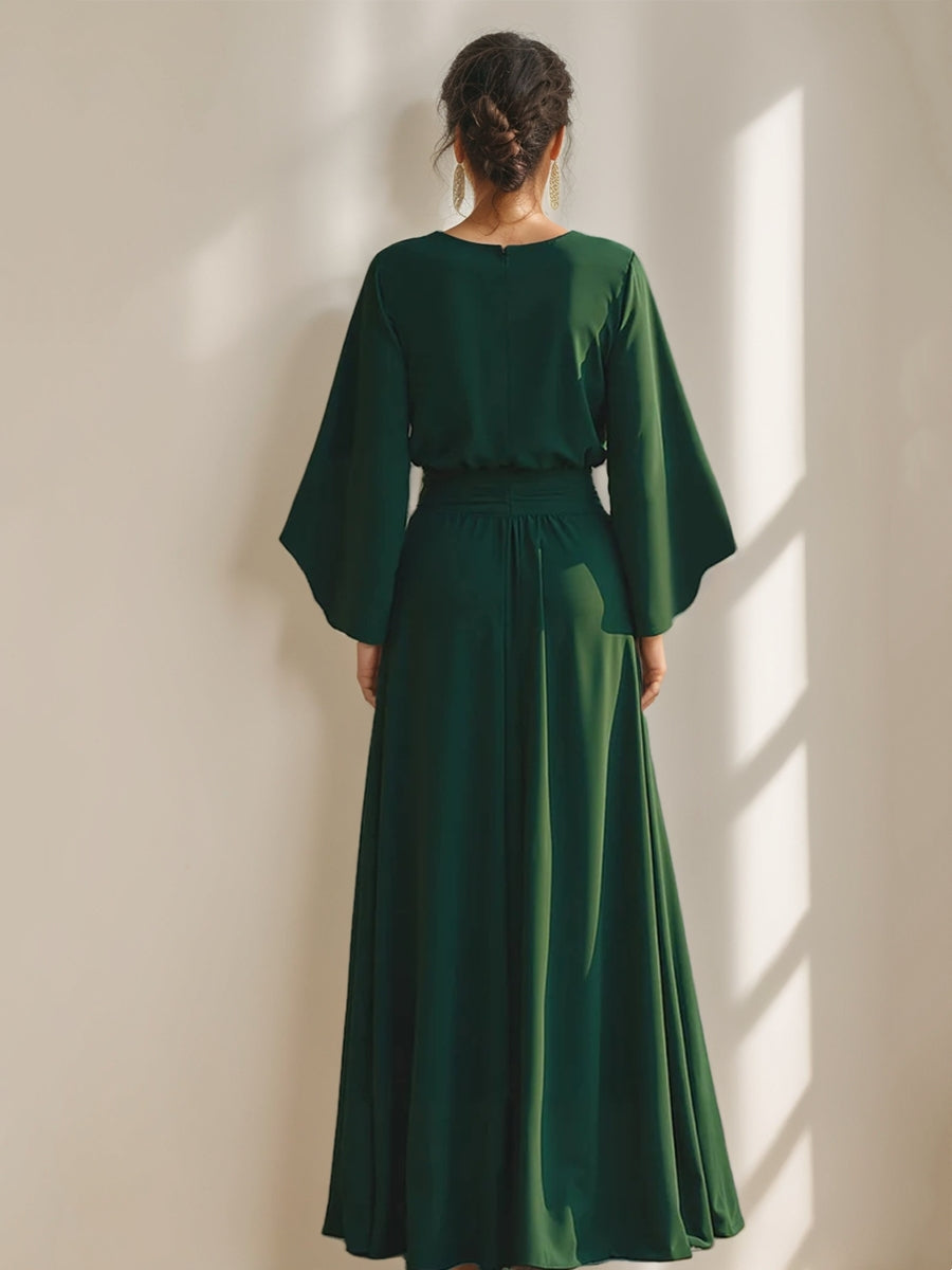 A-Line/Princess Scoop Chiffon Mother Of The Bride Dresses Floor-Length With Pockets BabaMila