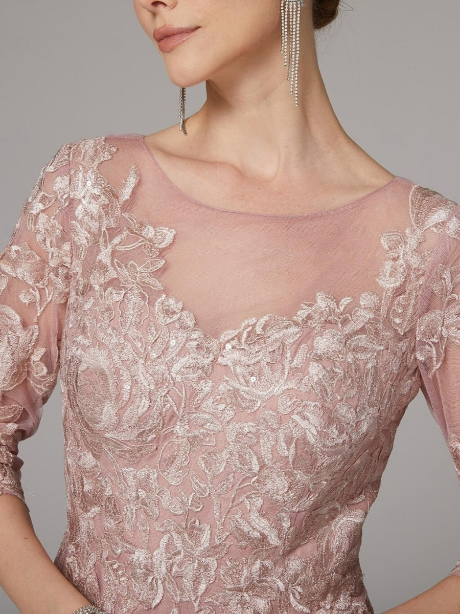 A-Line/Princess Scoop 3/4 Sleeves Lace Mother Of The Bride Dresses Floor-Length Evening Dress Formal Dress BabaMila