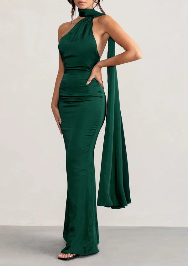 Sheath/Column Halter Floor-length Prom Dresses BabaMila