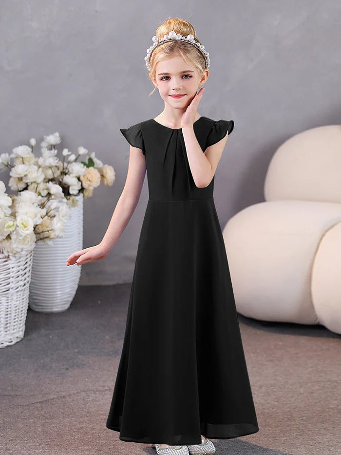 Girls Dresses Junior Bridesmaid Dress Chiffon Floor-Length Party Dresses Girls Gidiondress