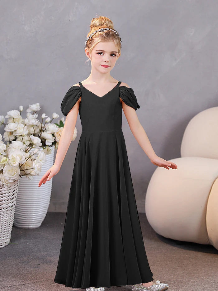 Girls Birthday Dresses Chiffon Floor-Length Junior Bridesmaid Dress/Party Dresses Girls Gidiondress