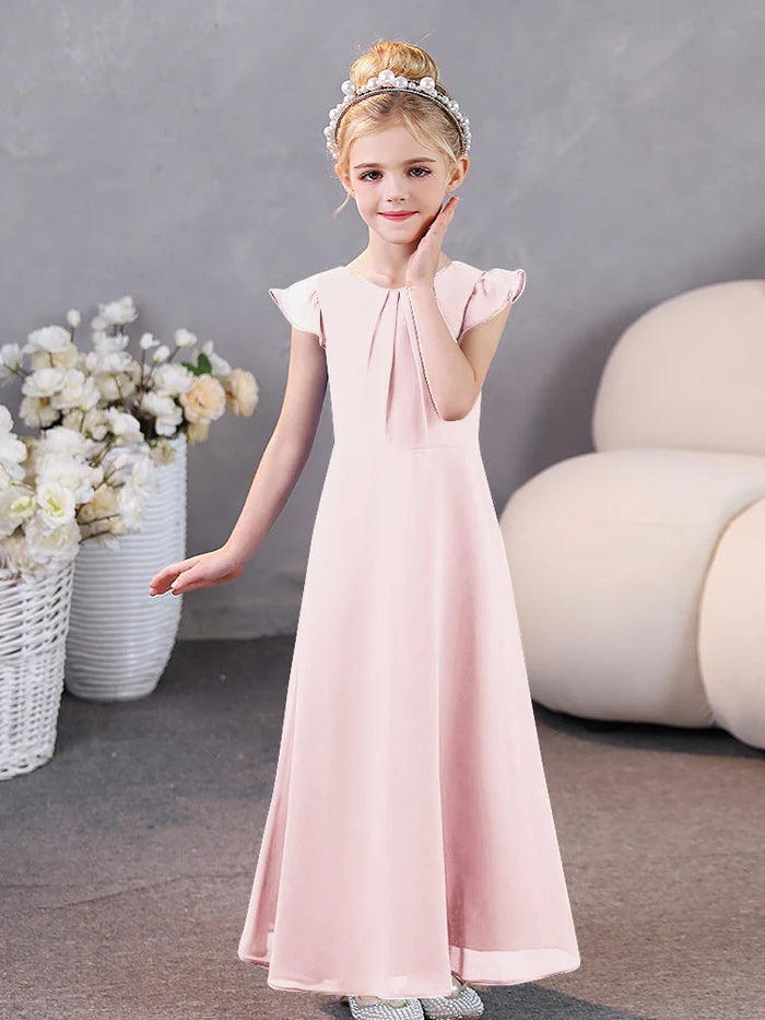 Girls Dresses Junior Bridesmaid Dress Chiffon Floor-Length Party Dresses Girls Gidiondress