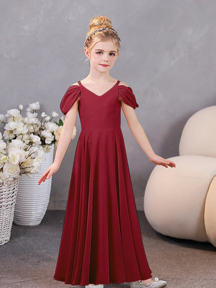 Girls Birthday Dresses Chiffon Floor-Length Junior Bridesmaid Dress/Party Dresses Girls Gidiondress