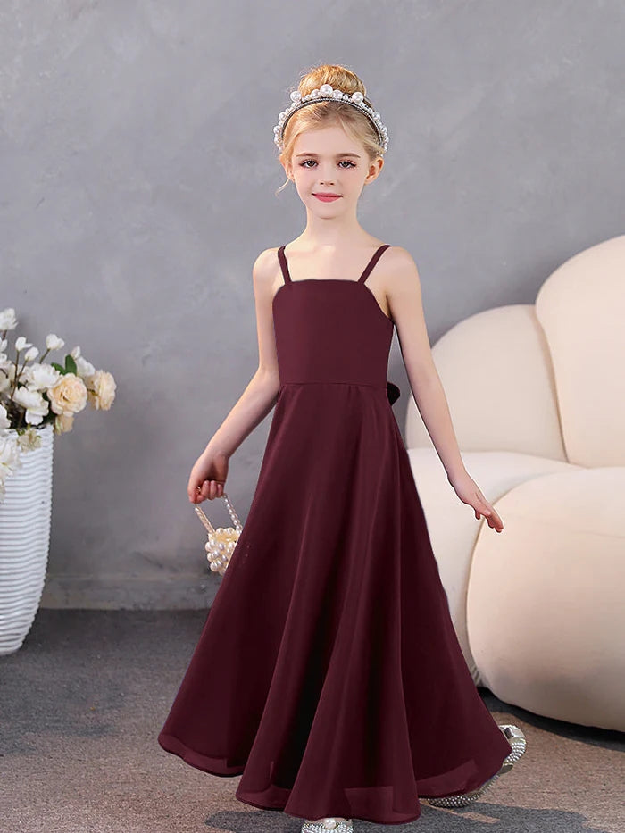 Girls Dresses Simple Chiffon Floor-Length Junior Bridesmaid Dresses Girls Gidiondress