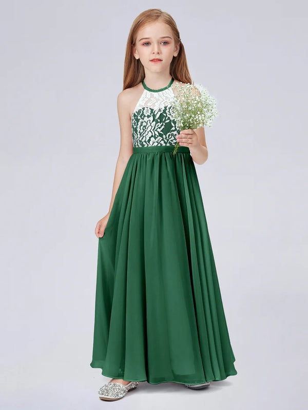 Lace Chiffon Junior Bridesmaid Dress For Child Birthday Evening Dress With Belt Gidiondress