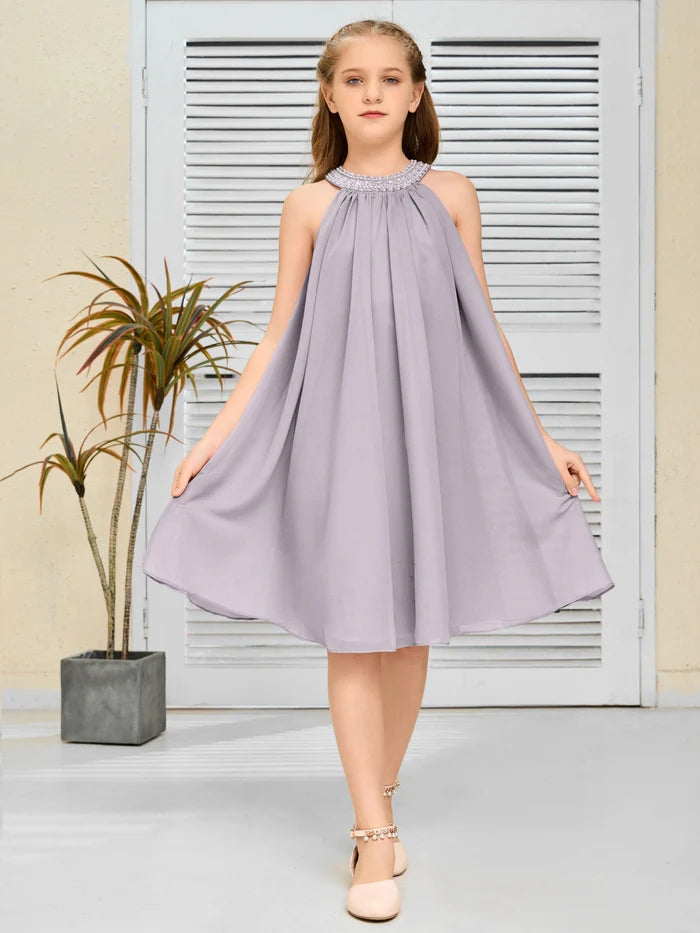 Chiffon Junior Bridesmaid Dress/Girls Birthday Dresses Gidiondress