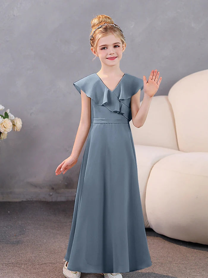 Girls Dresses Chiffon Floor-Length Junior Bridesmaid Dress Jr Dresses Girls Gidiondress