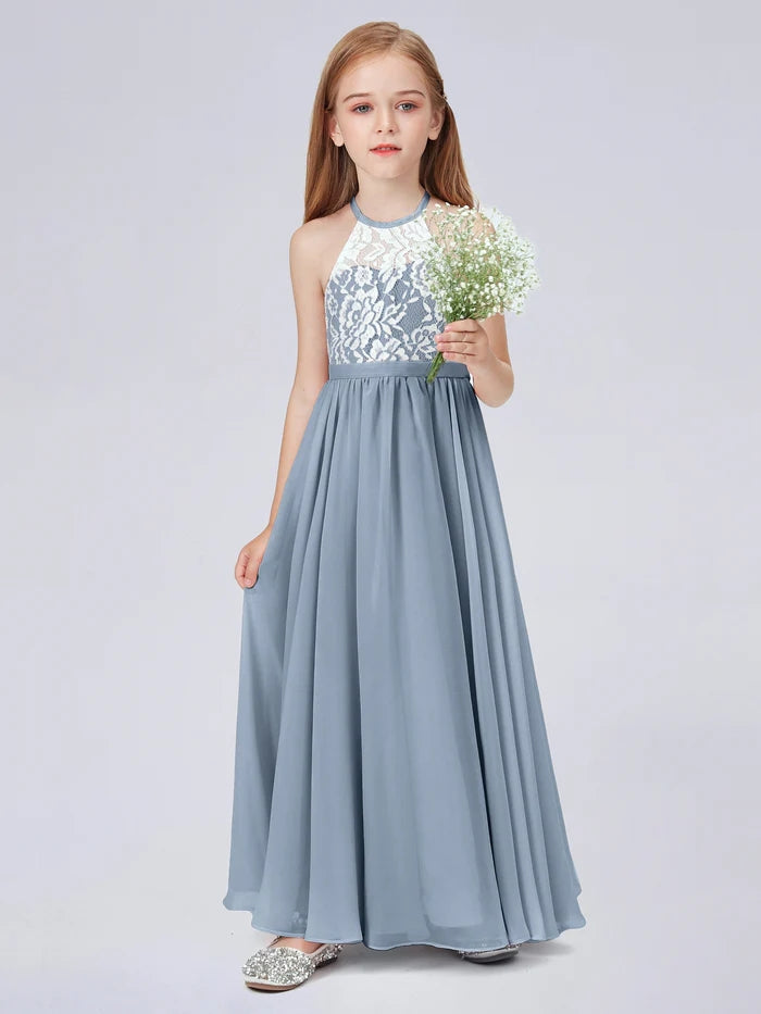 Lace Chiffon Junior Bridesmaid Dress For Child Birthday Evening Dress With Belt Gidiondress