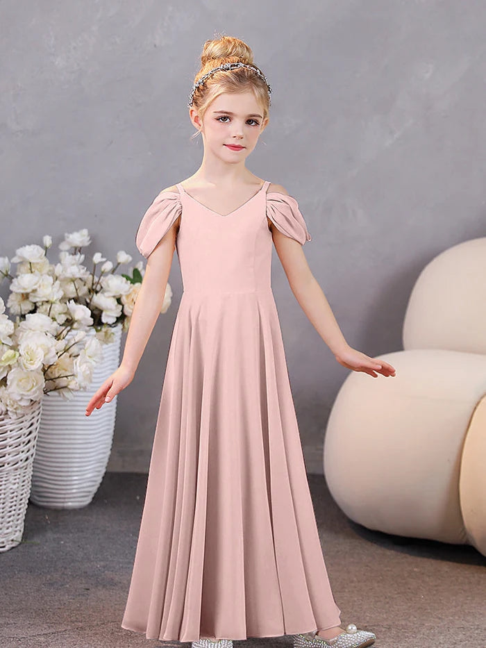 Girls Birthday Dresses Chiffon Floor-Length Junior Bridesmaid Dress/Party Dresses Girls Gidiondress