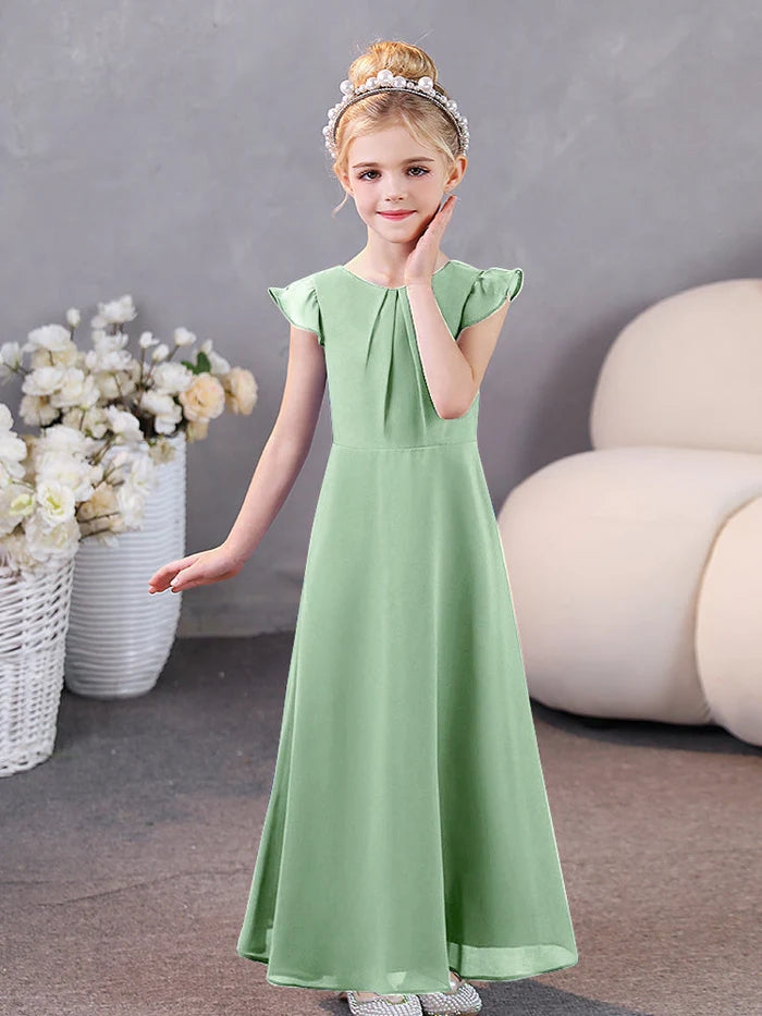 Girls Dresses Junior Bridesmaid Dress Chiffon Floor-Length Party Dresses Girls Gidiondress