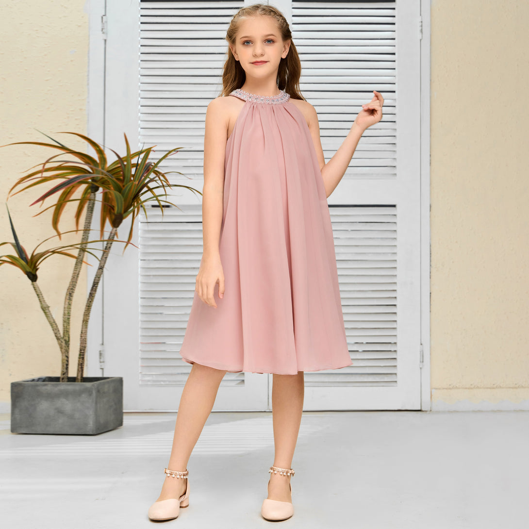 Chiffon Junior Bridesmaid Dress/Girls Birthday Dresses Gidiondress