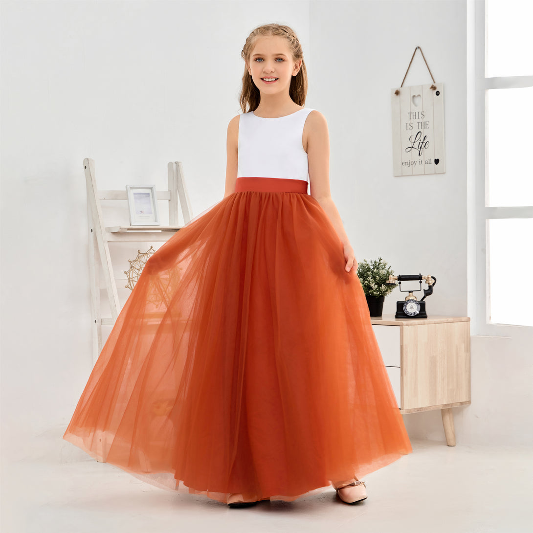 Sleeveless V Back Ivory Dark Green Tulle Floor Length Flower Girl Dress Girls Gidiondress Rust 12M