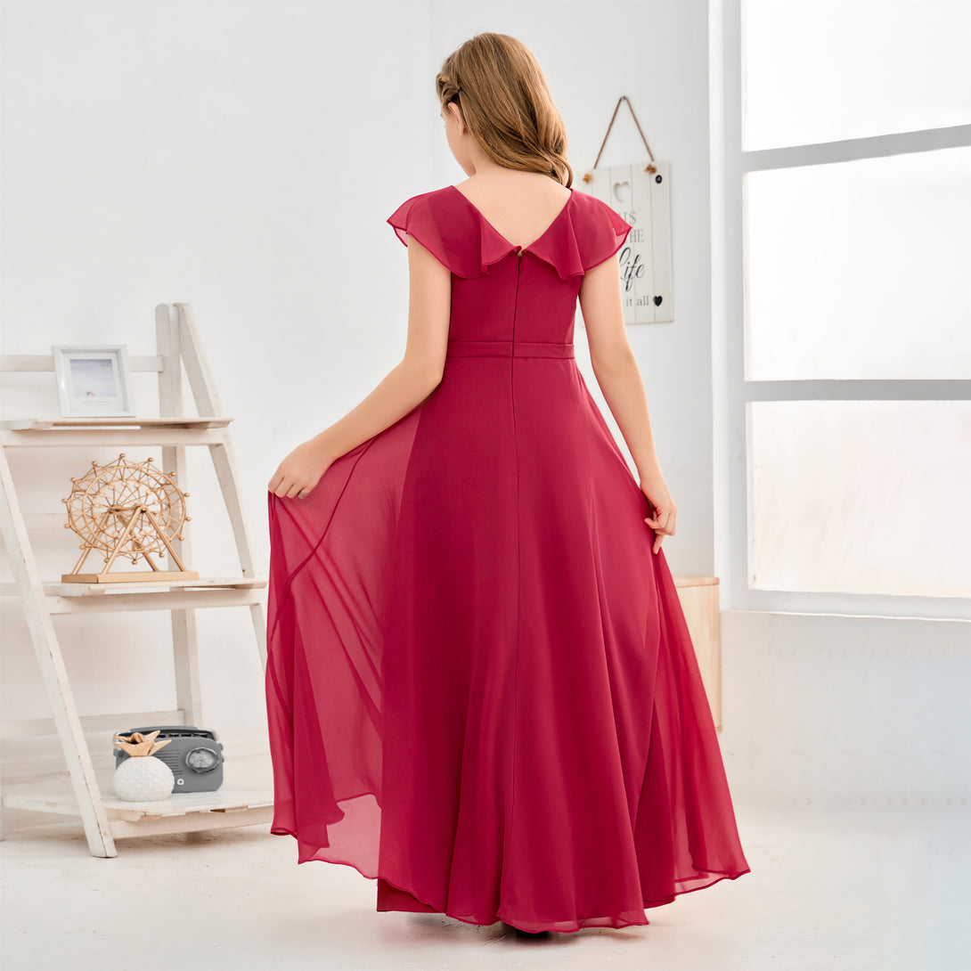 Floor-Length Chiffon Asymmetrical Junior Bridesmaid Dress/Girls Dress Girls Gidiondress