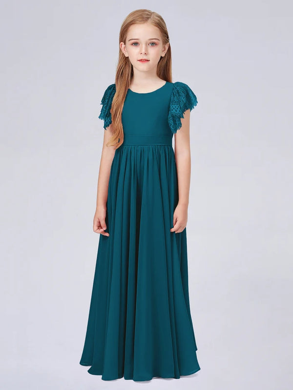 Chiffon Junior Bridesmaid Dress For Kids Wedding Pageant Birthday BabaMila Ink Blue 12M
