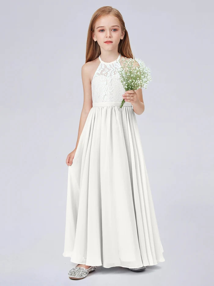 Lace Chiffon Junior Bridesmaid Dress For Child Birthday Evening Dress With Belt Gidiondress