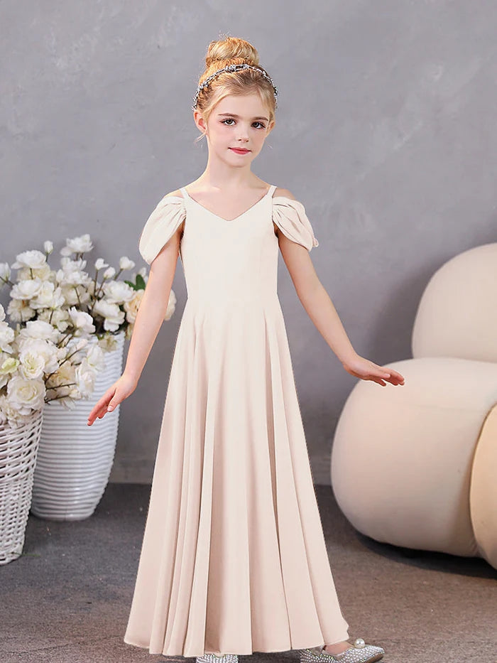Girls Birthday Dresses Chiffon Floor-Length Junior Bridesmaid Dress/Party Dresses Girls Gidiondress
