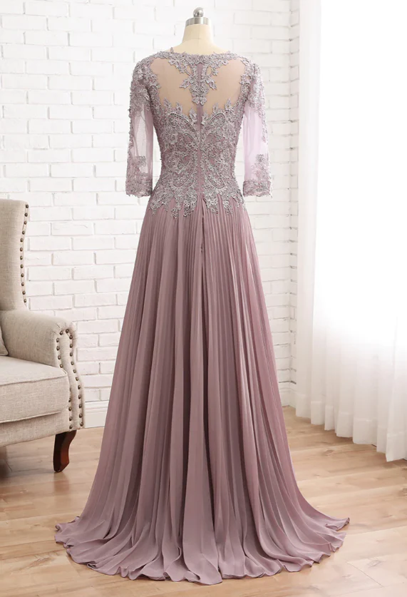 Chiffon A Line 3/4 Sleeve Mother of The Bride Dress BabaMila