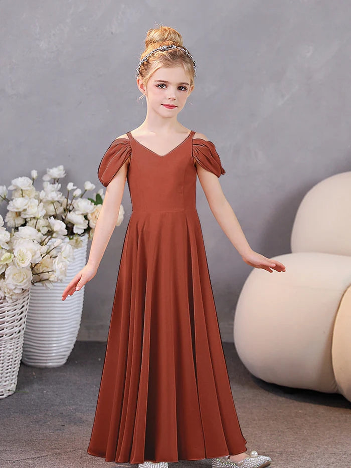 Girls Birthday Dresses Chiffon Floor-Length Junior Bridesmaid Dress/Party Dresses Girls Gidiondress