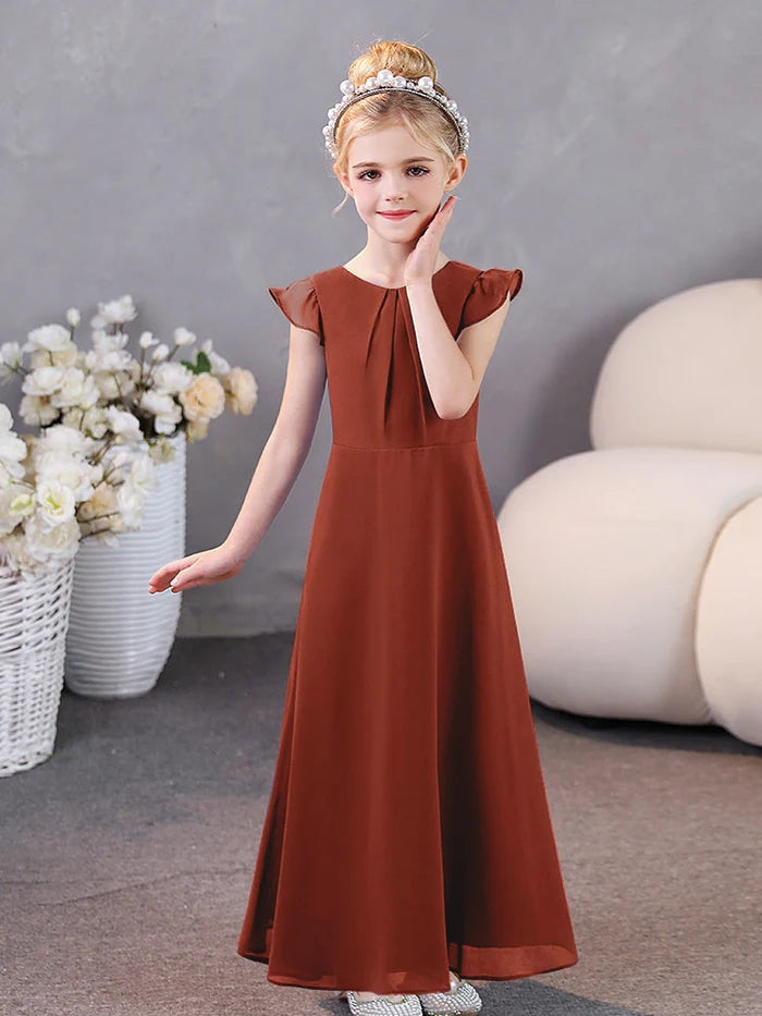 Girls Dresses Junior Bridesmaid Dress Chiffon Floor-Length Party Dresses Girls Gidiondress