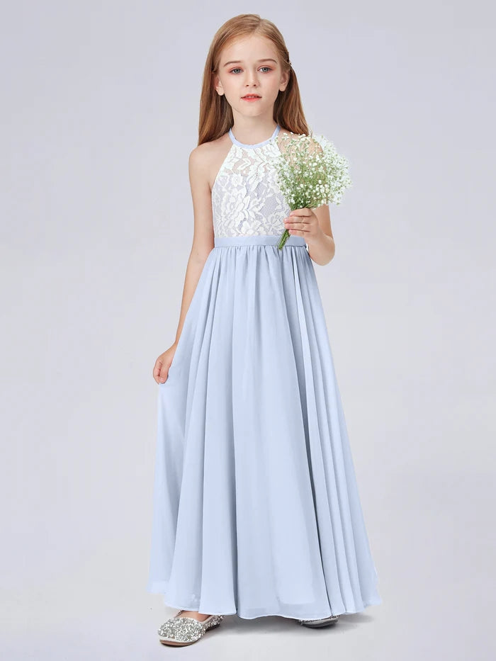 Lace Chiffon Junior Bridesmaid Dress For Child Birthday Evening Dress With Belt Gidiondress