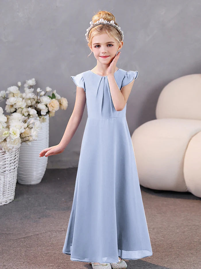 Girls Dresses Junior Bridesmaid Dress Chiffon Floor-Length Party Dresses Girls Gidiondress Lavender 12M