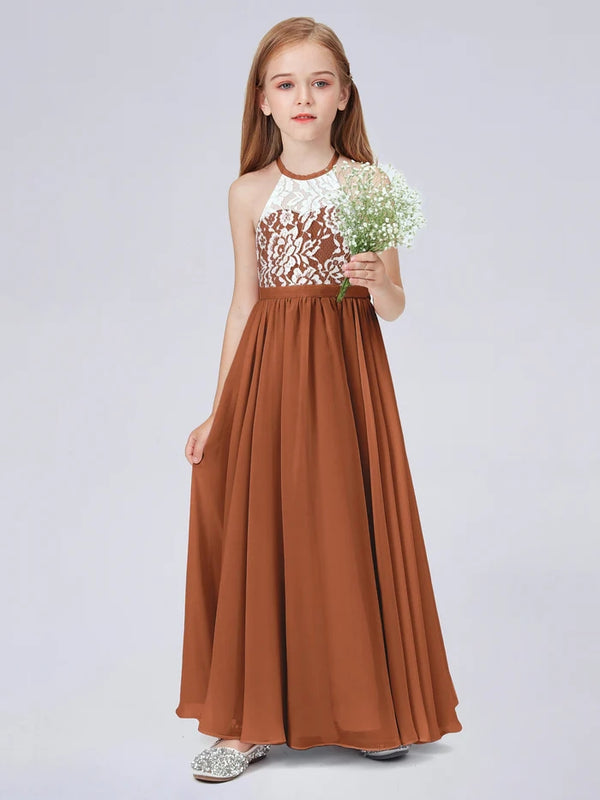 Lace Chiffon Junior Bridesmaid Dress For Child Birthday Evening Dress With Belt Gidiondress Rust 12M