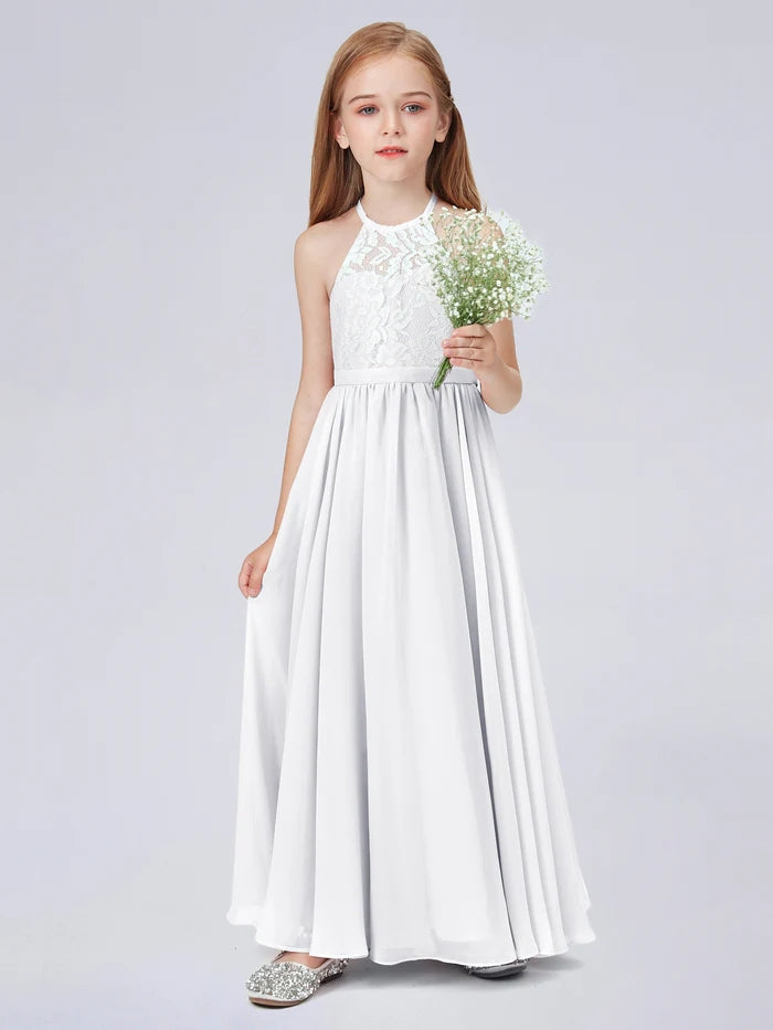 Lace Chiffon Junior Bridesmaid Dress For Child Birthday Evening Dress With Belt Gidiondress