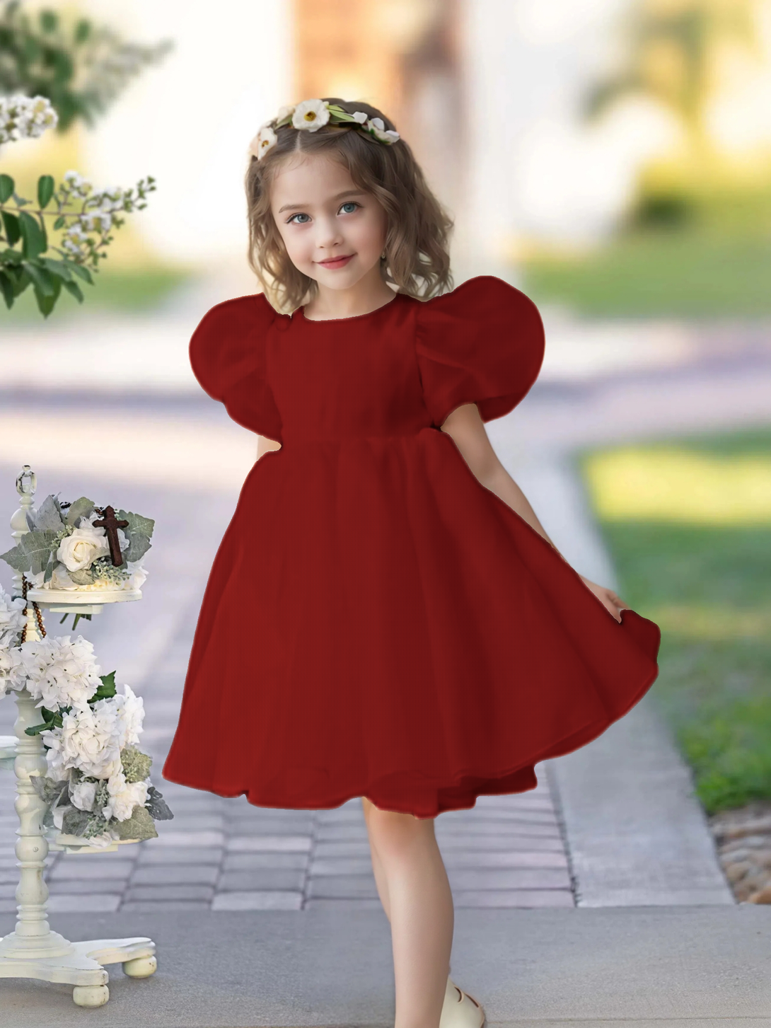 Flower Girl Dresses for Wedding Toddler Cute Short Sleeve Organza Prom Puffy Ball Gown for Girls Formal Party Girls BabaMila