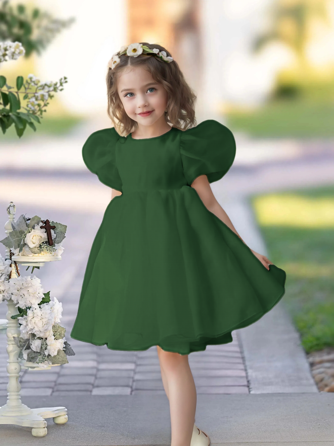 Flower Girl Dresses for Wedding Toddler Cute Short Sleeve Organza Prom Puffy Ball Gown for Girls Formal Party Girls BabaMila