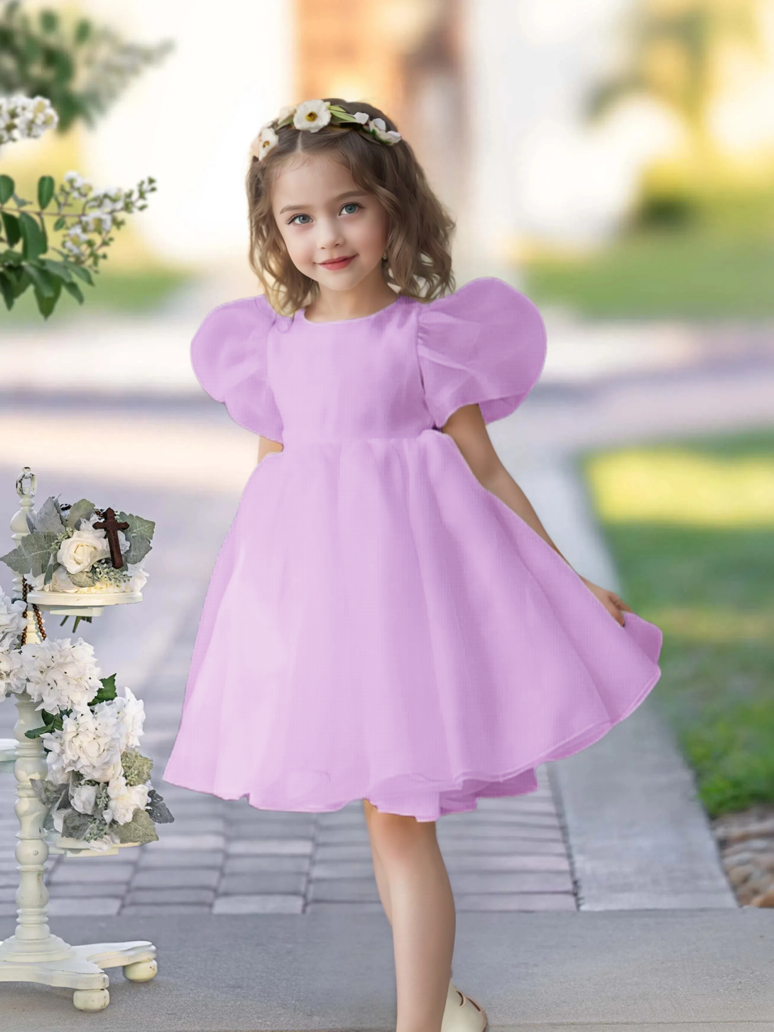 Flower Girl Dresses for Wedding Toddler Cute Short Sleeve Organza Prom Puffy Ball Gown for Girls Formal Party Girls BabaMila