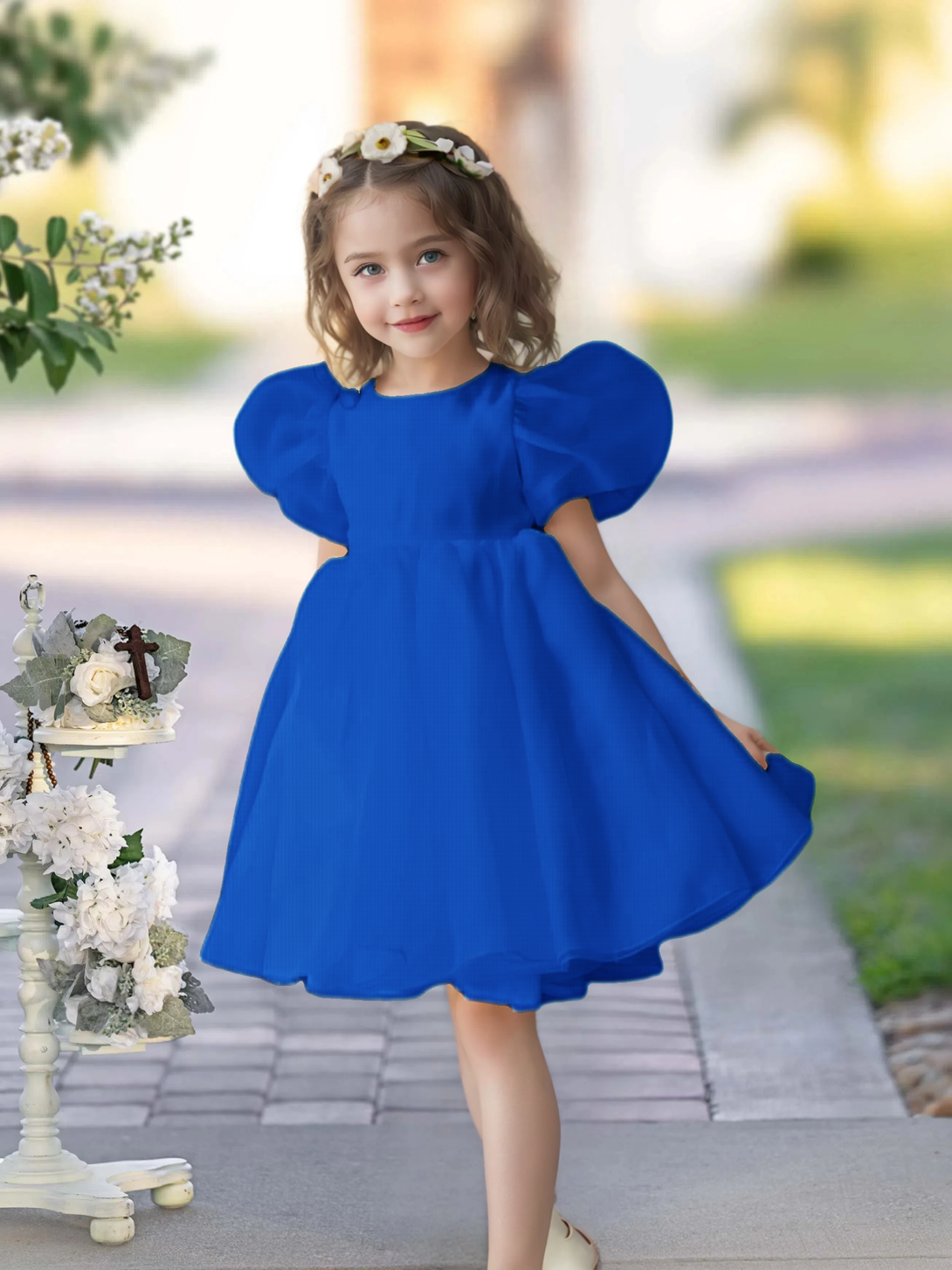 Flower Girl Dresses for Wedding Toddler Cute Short Sleeve Organza Prom Puffy Ball Gown for Girls Formal Party Girls BabaMila