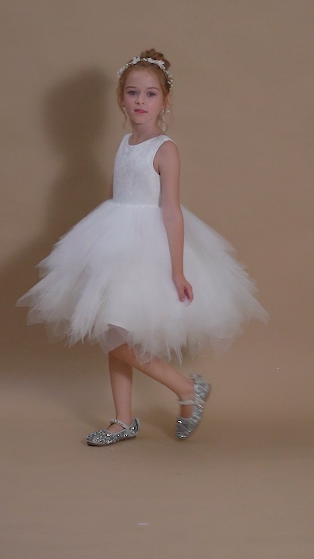 Ball-Gown/Princess Scoop Knee-Length Lace/Tulle Flower Girl Dress Girls Gidiondress